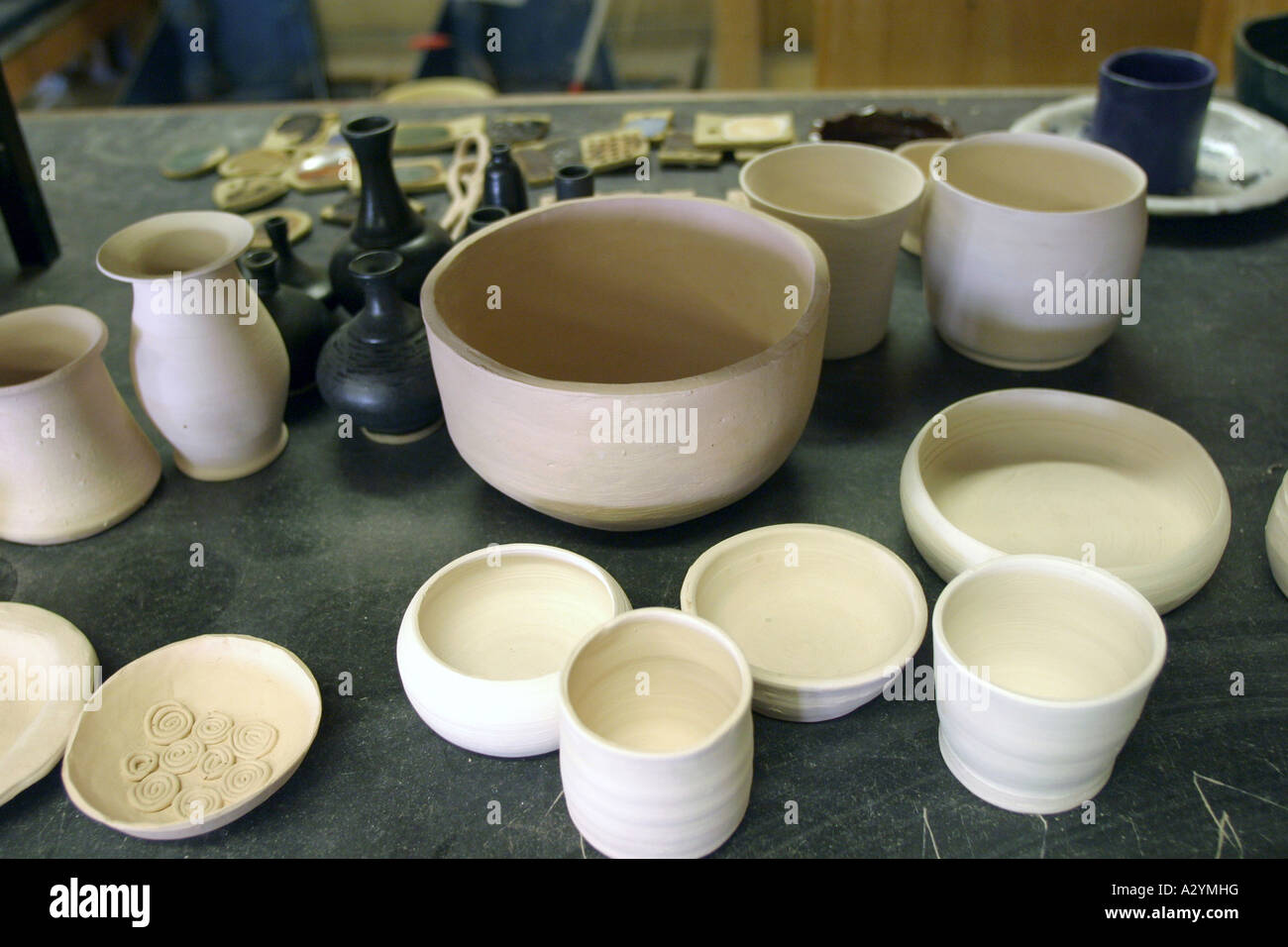 mature students ceramics adult class Stock Photo - Alamy