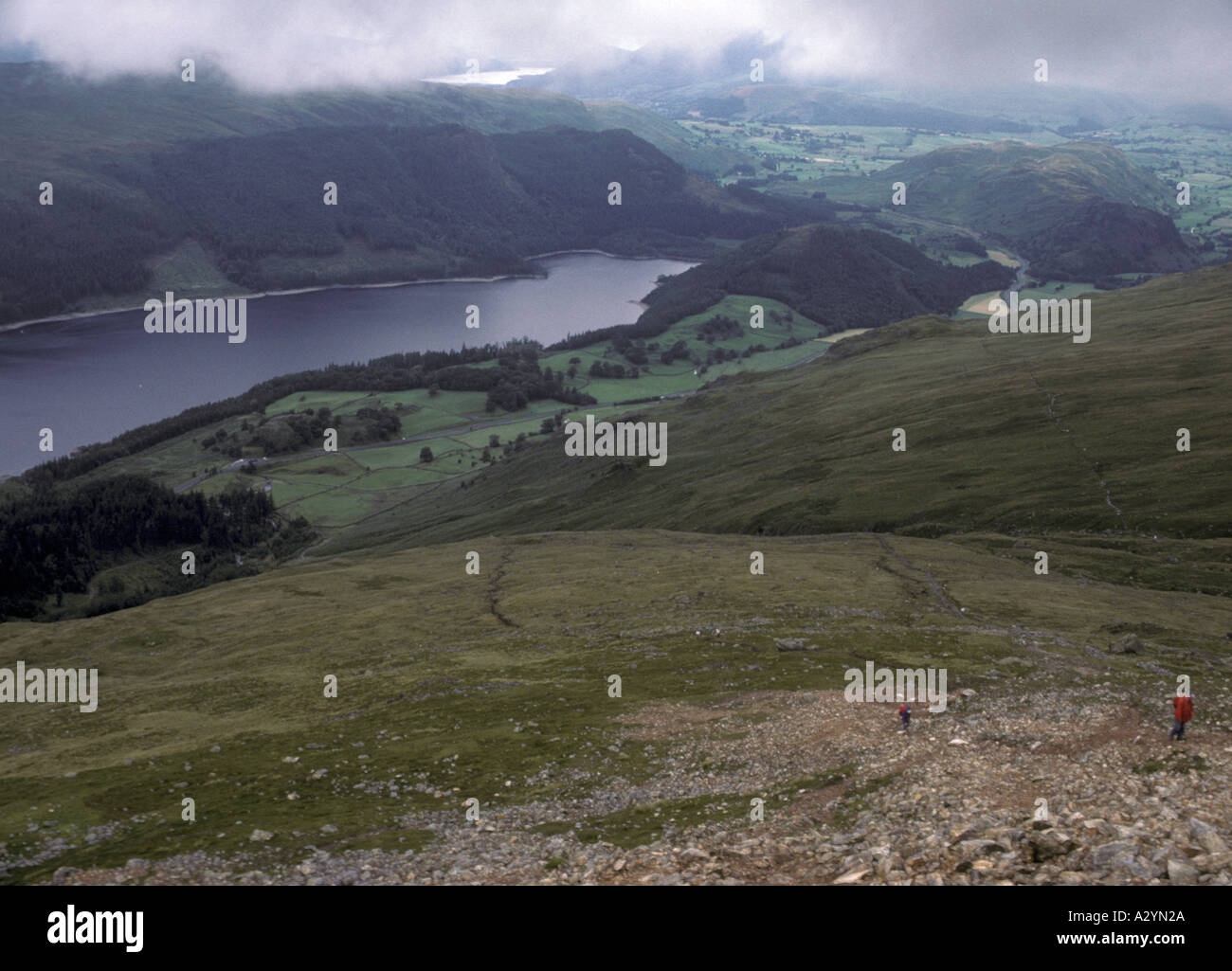 view from half way up helvellyn the second highest mountain in the Lake District Stock Photo Alamy