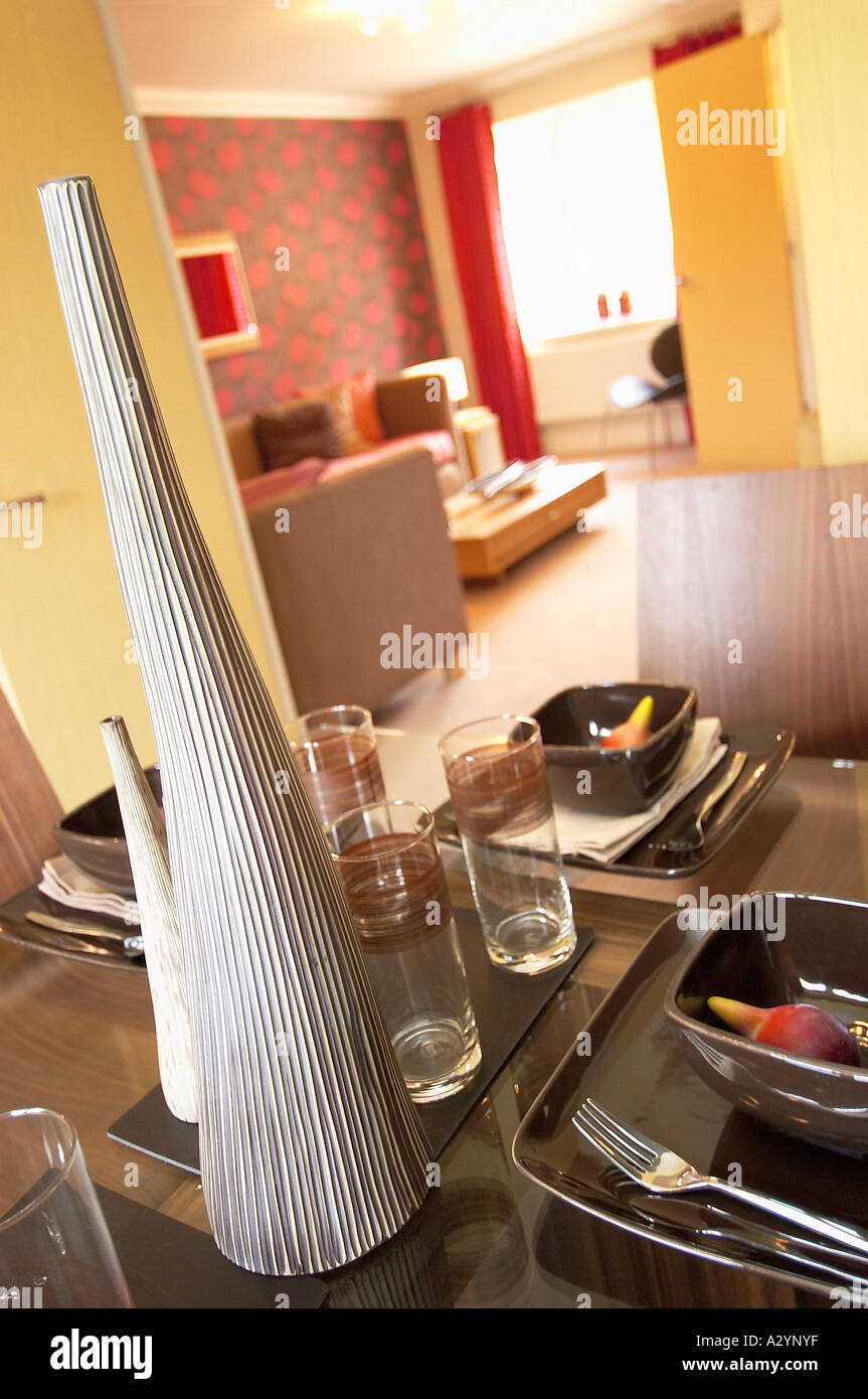 open plan lounge dining room Stock Photo - Alamy