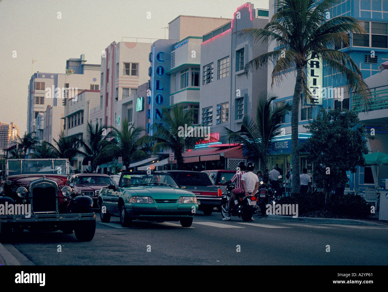 ocean drive miami beach hotels Stock Photo