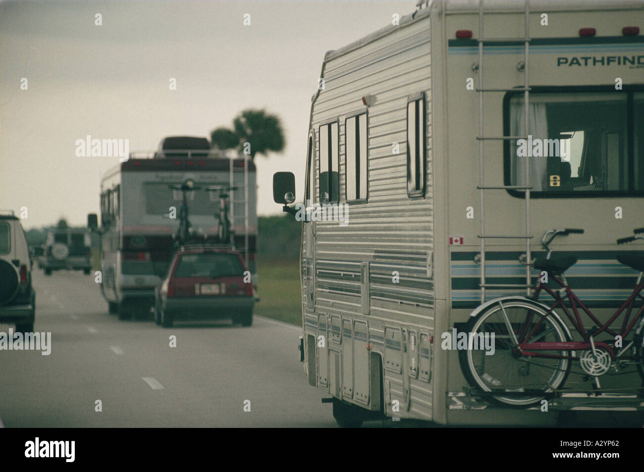 Camper vans on the road in Florida Stock Photo