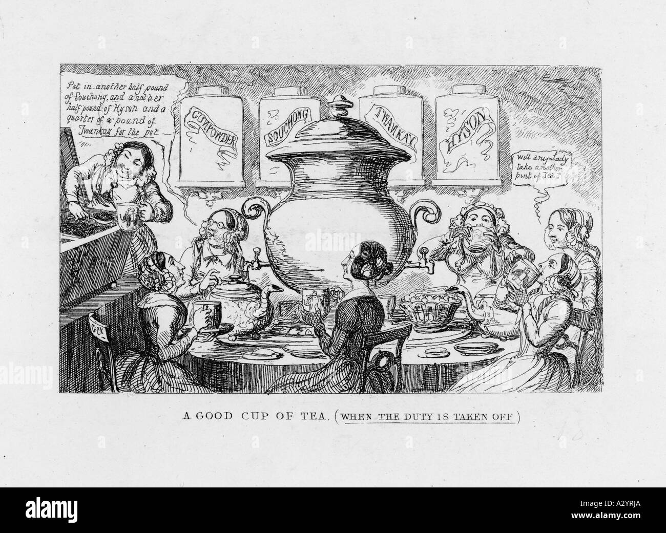 Cartoon On Tea Duty Stock Photo - Alamy