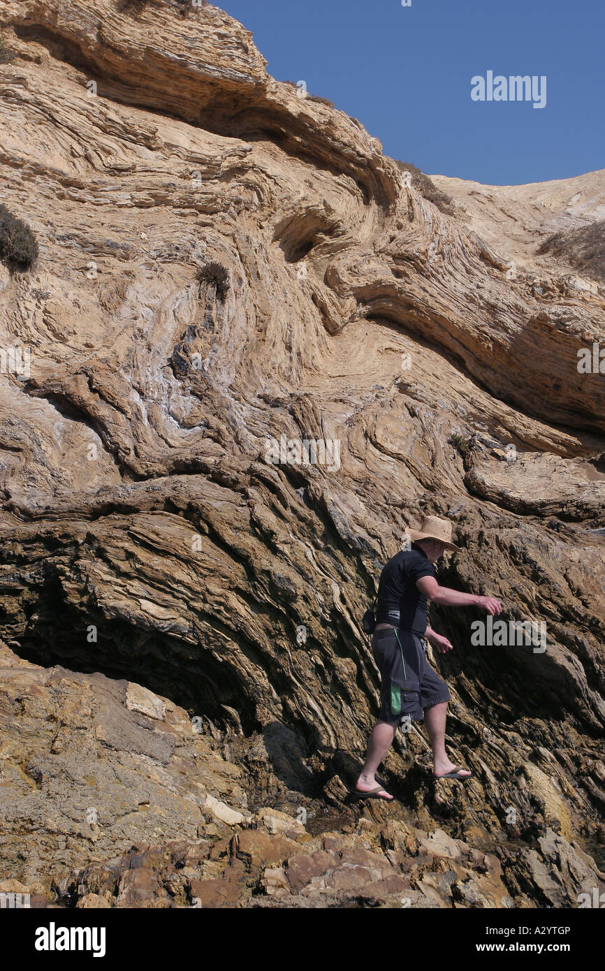 rock layers limestone Crystal Cove state park Los Angeles California