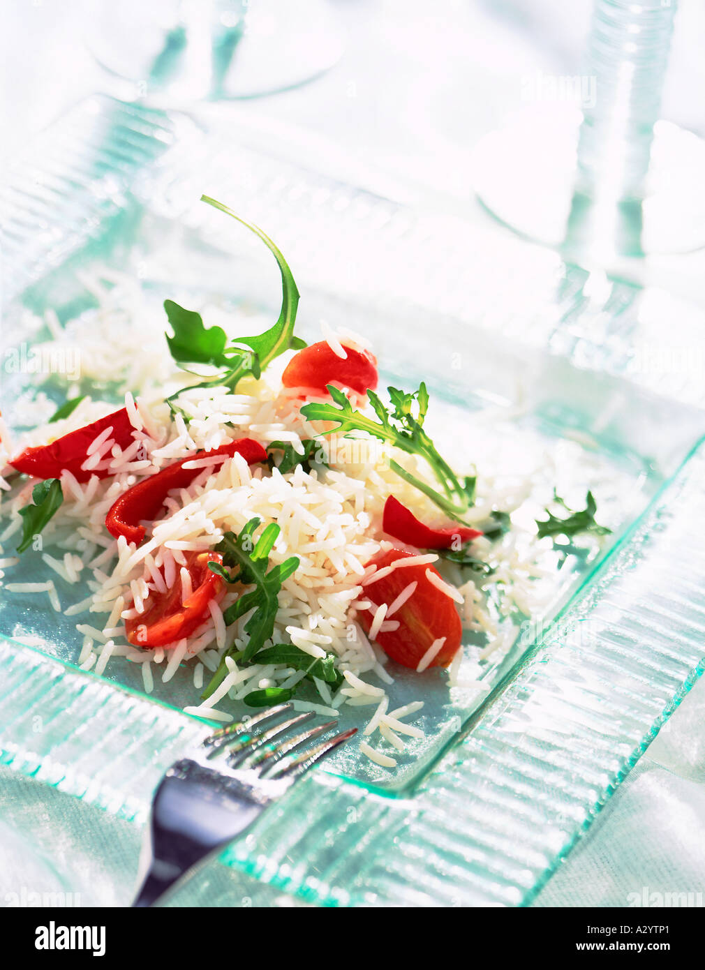 rice, red pepper and rocket salad Stock Photo - Alamy