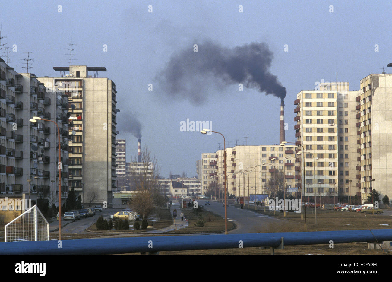 Coal fired district heating schemes pollute the town of Nove Zamky The plants are now closed Stock Photo