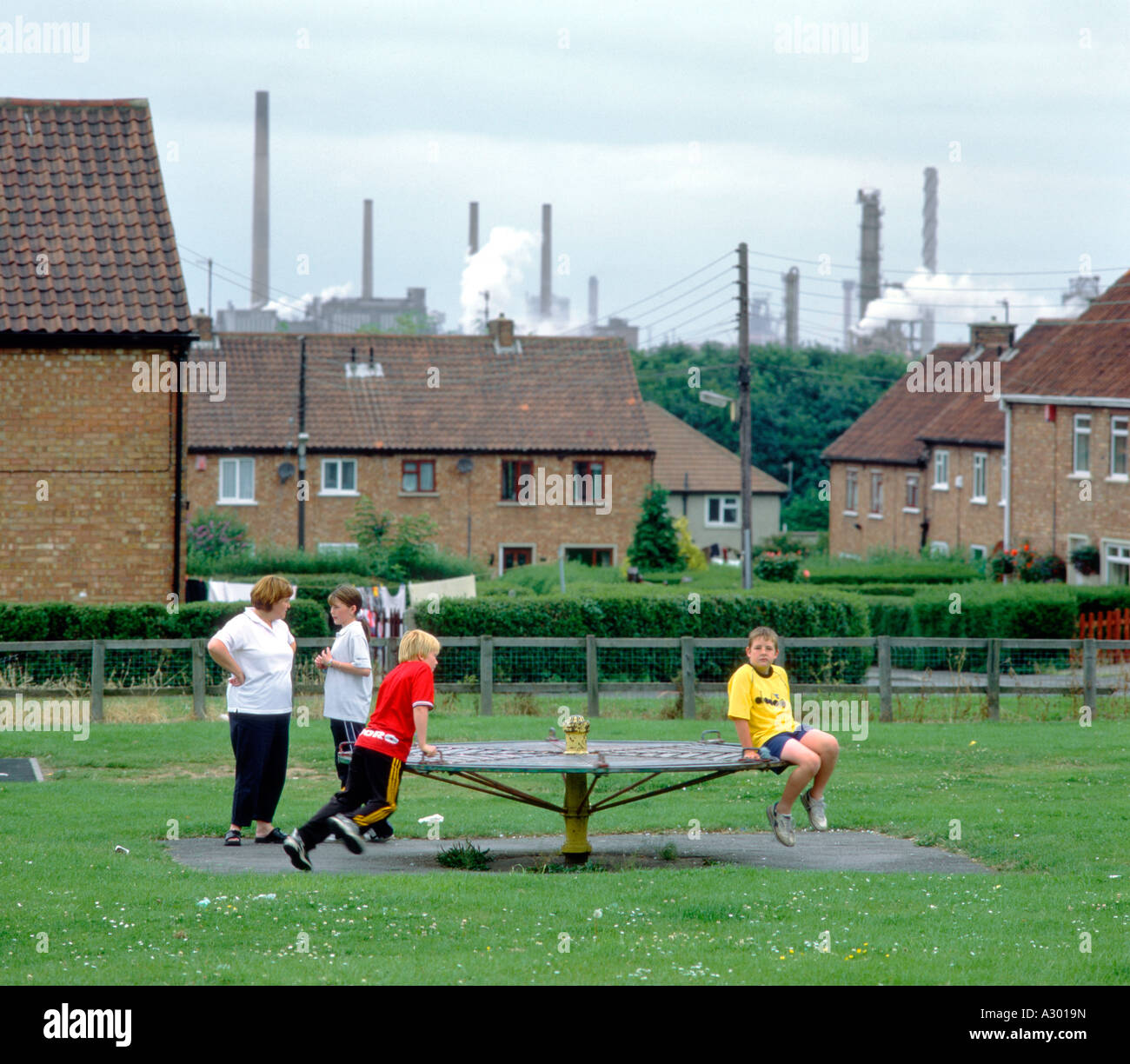 Childrens play area village of Lazenby next to the giant Wilton 