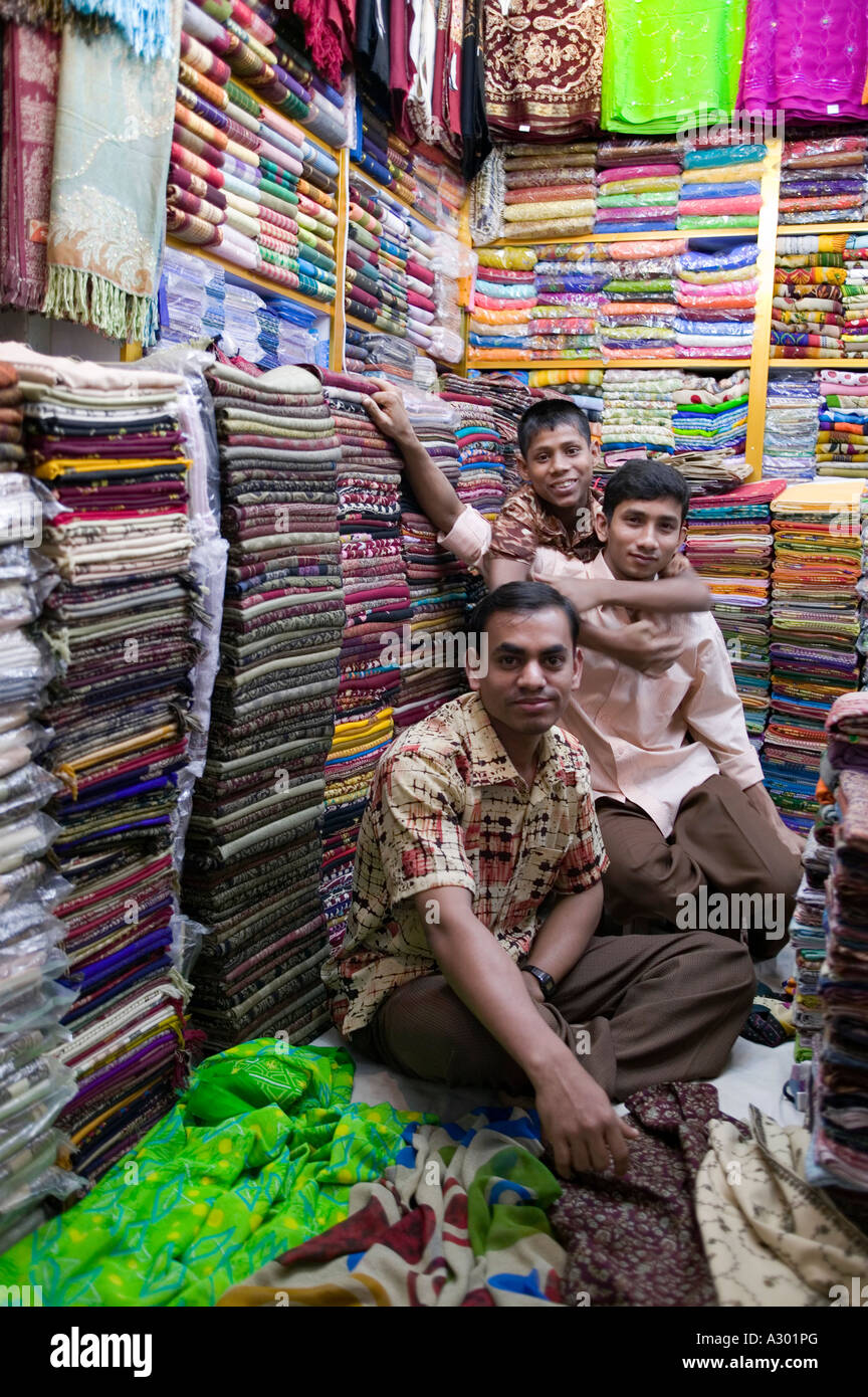 A cloth stall at the New Market in Dhaka Bangladesh Stock Photo