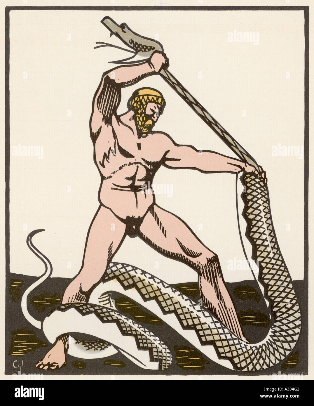 Herakles And The Hydra Stock Photo