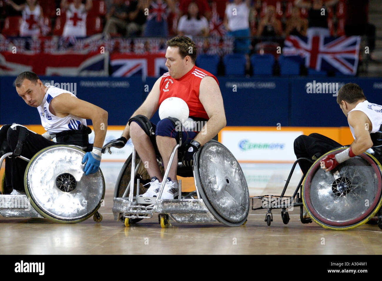 Ross Morrison of GBR in action in the Wheelchair Rugby opening round