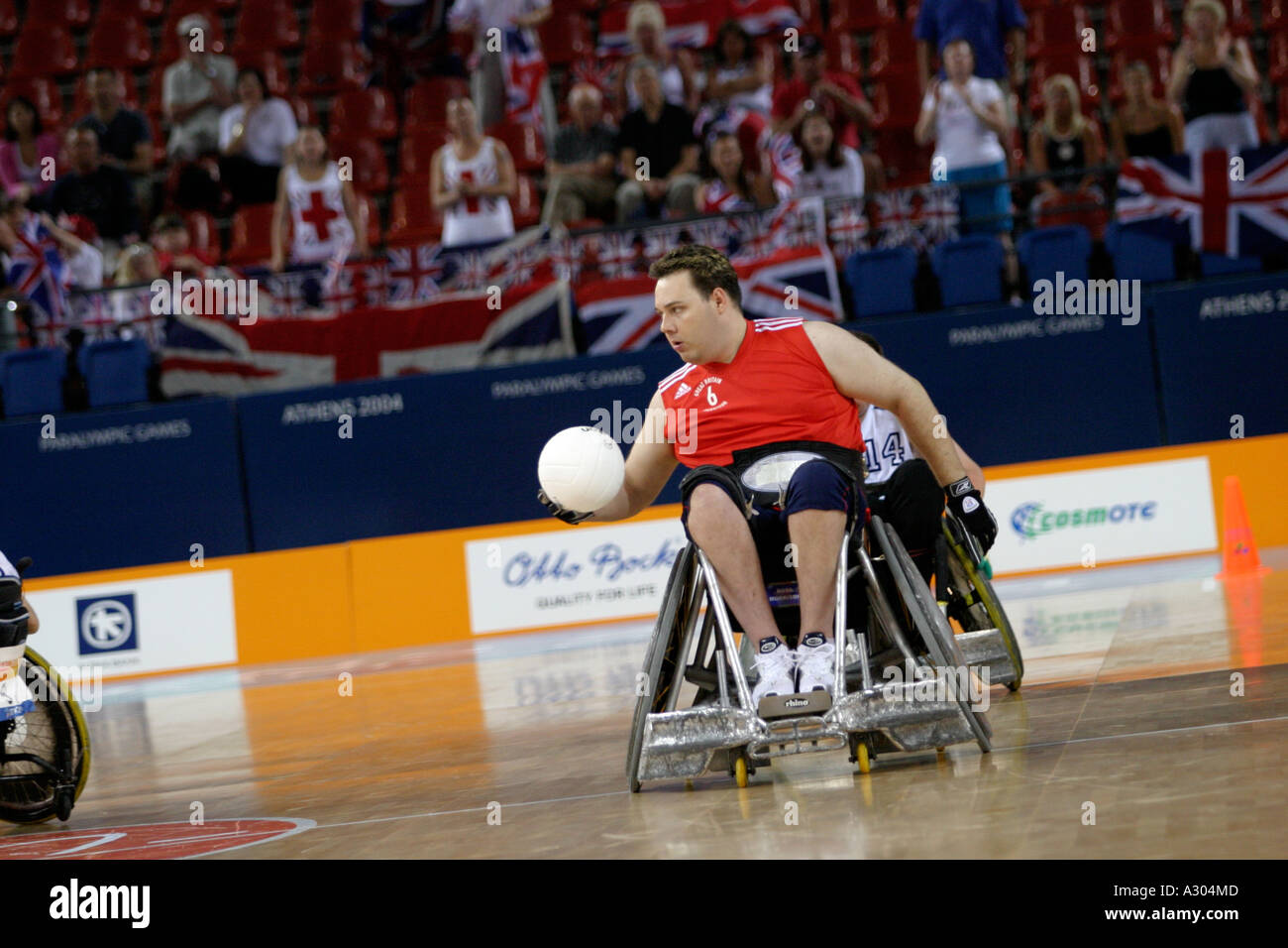 Ross Morrison of GBR in action in the Wheelchair Rugby opening round