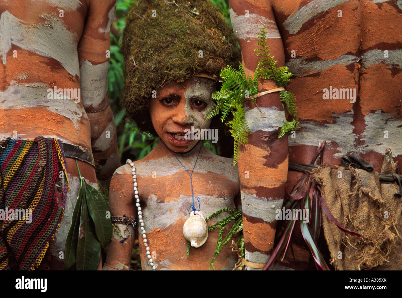 Akeme Mossman tribesboy at the Sing Sing Festival Mt Hagen Papua New Guinea Stock Photo