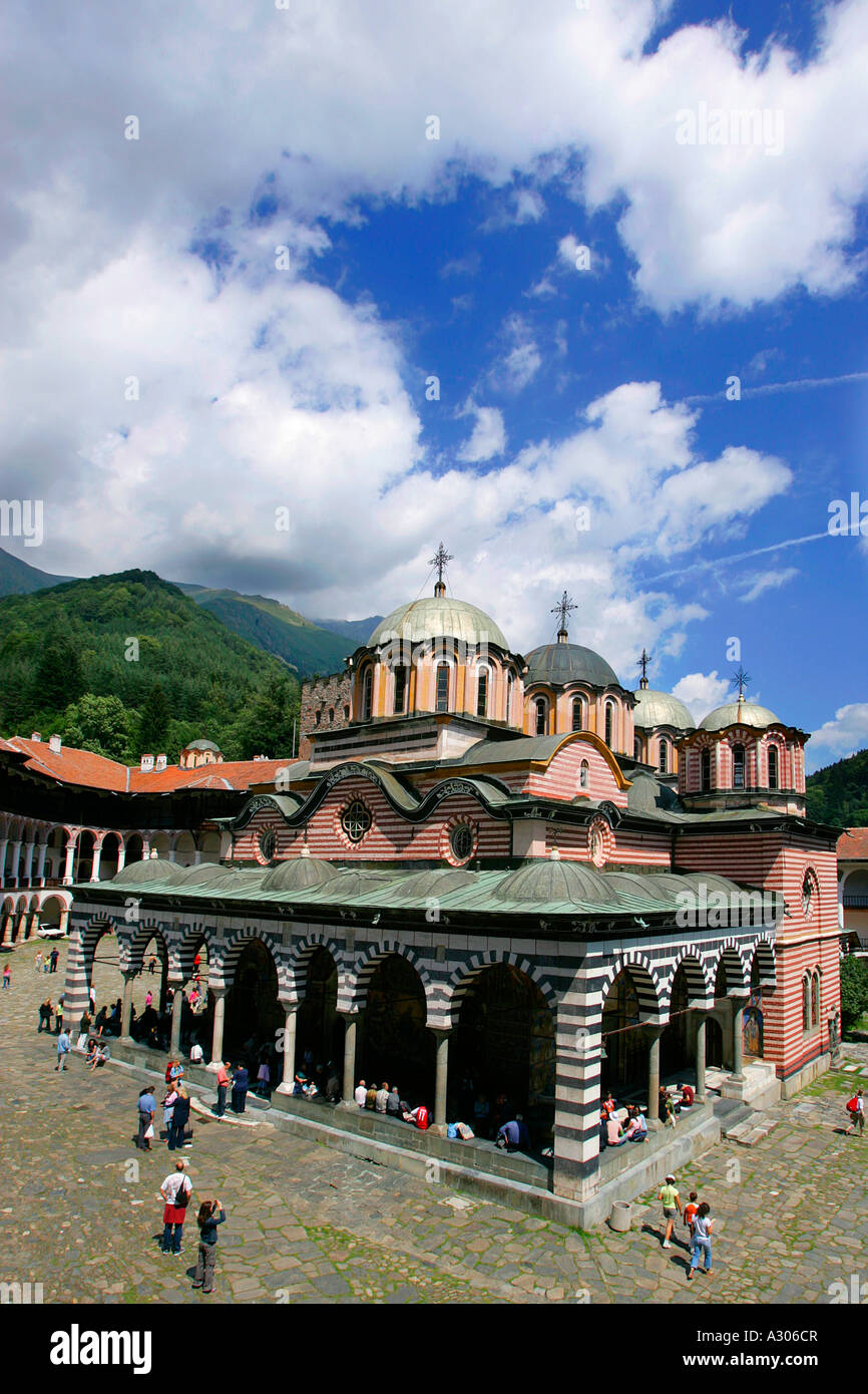 Rila Monastery Mountains Bulgaria Peoples Republic Balkan Peninsula Europe Travel Holy Land tourism icon iconic picture colour Stock Photo