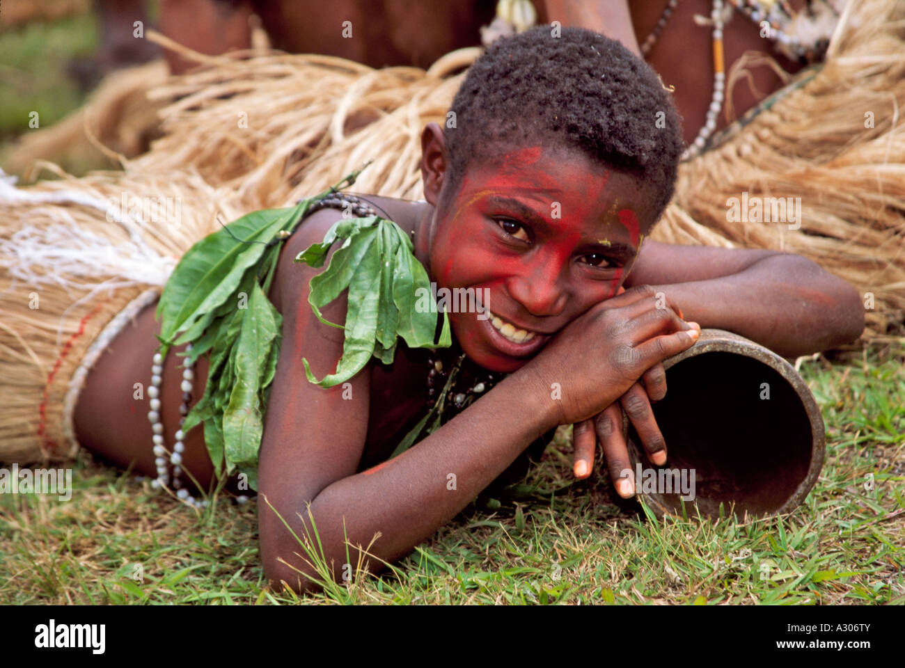 Tribe children at Sing Sing Festival Mt Hagen Papua New Guinea Stock Photo