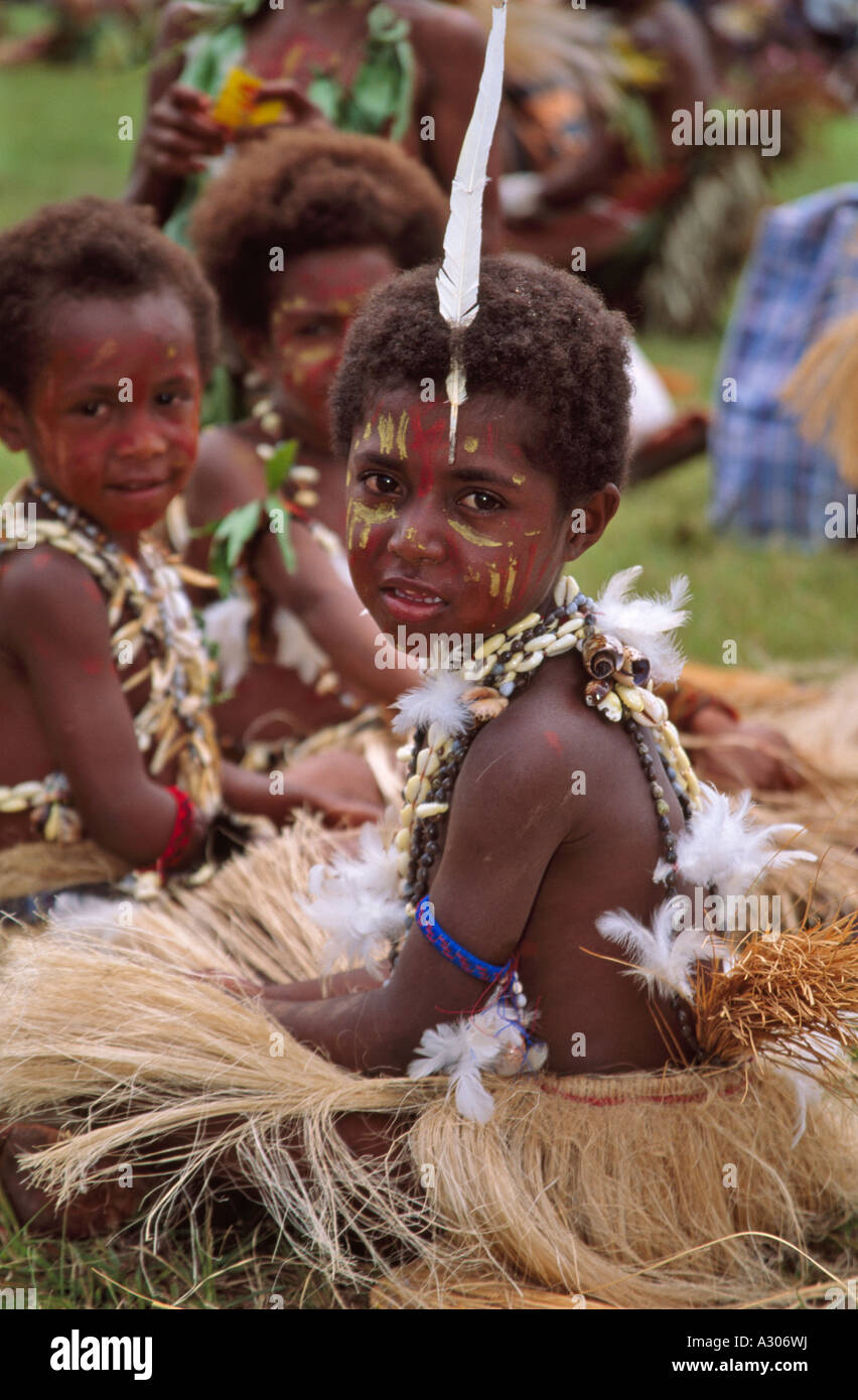 Tribe children at Sing Sing Festival Mt Hagen Papua New Guinea Stock Photo