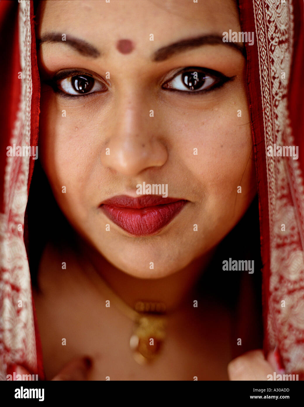 Asian Indian Woman Wearing Sari Stock Photo - Alamy