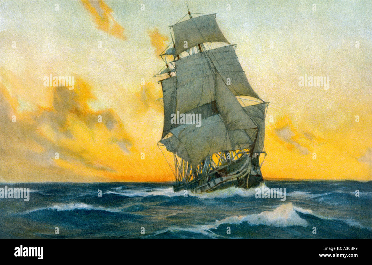 Warship  1804 Stock Photo
