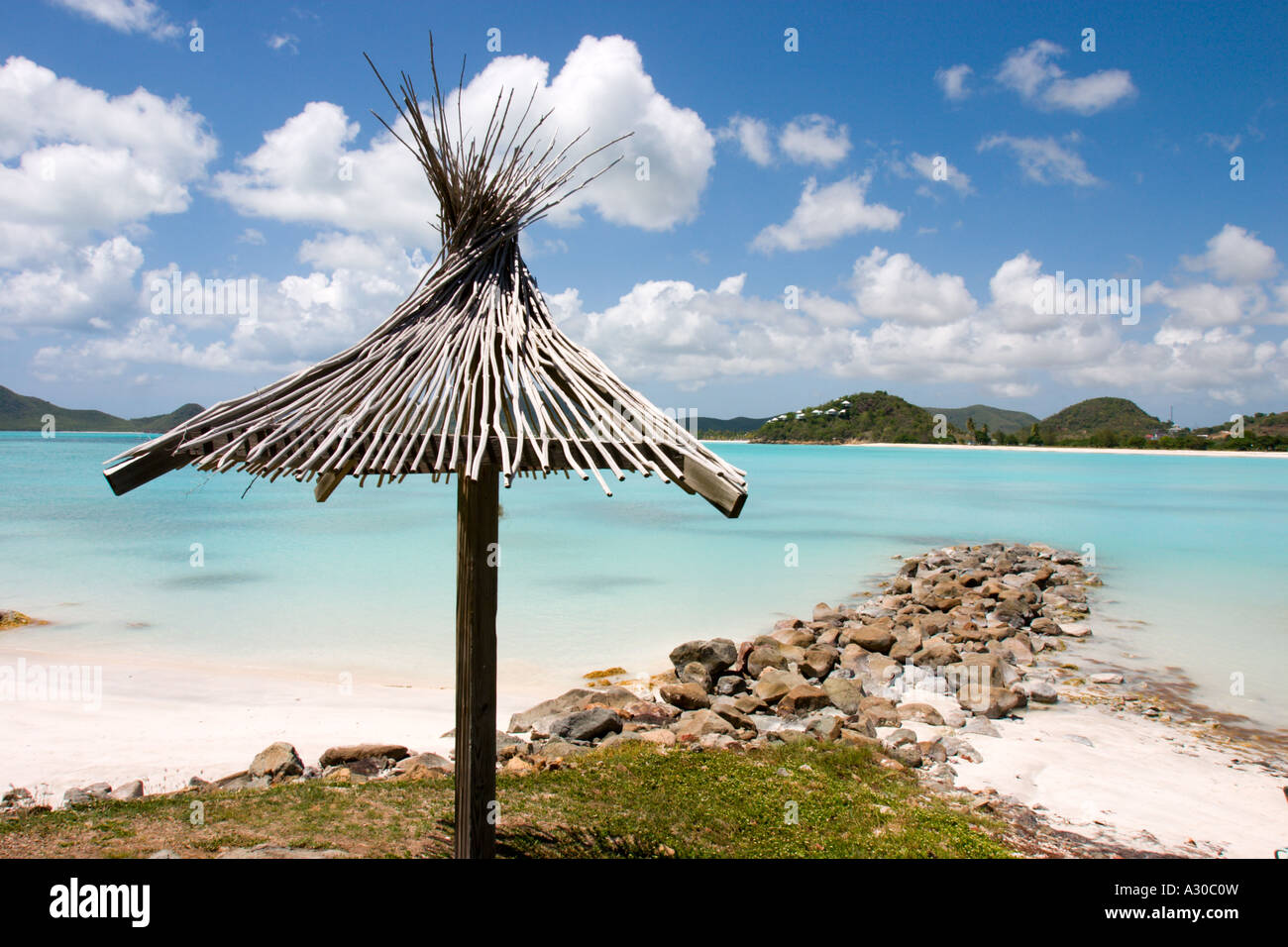 The stunning crystal clear blue waters of the Caribbean sea in the Coco