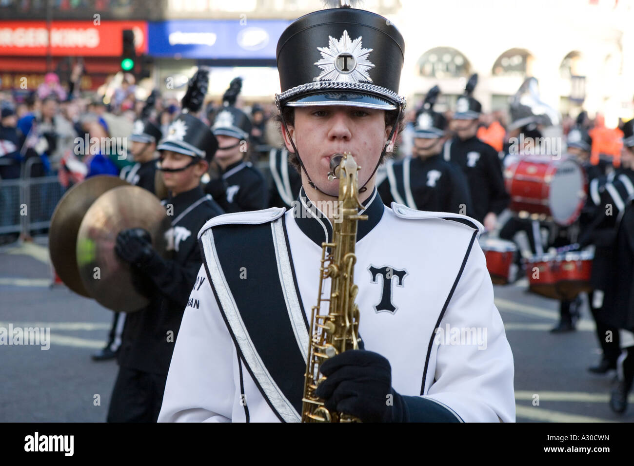 Saxophone player from The Troy High School Band Stock Photo Alamy
