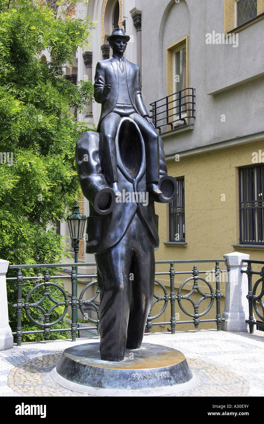 Bronze statue of Franz Kafka by Jaroslav Rona Prague Stock Photo Alamy