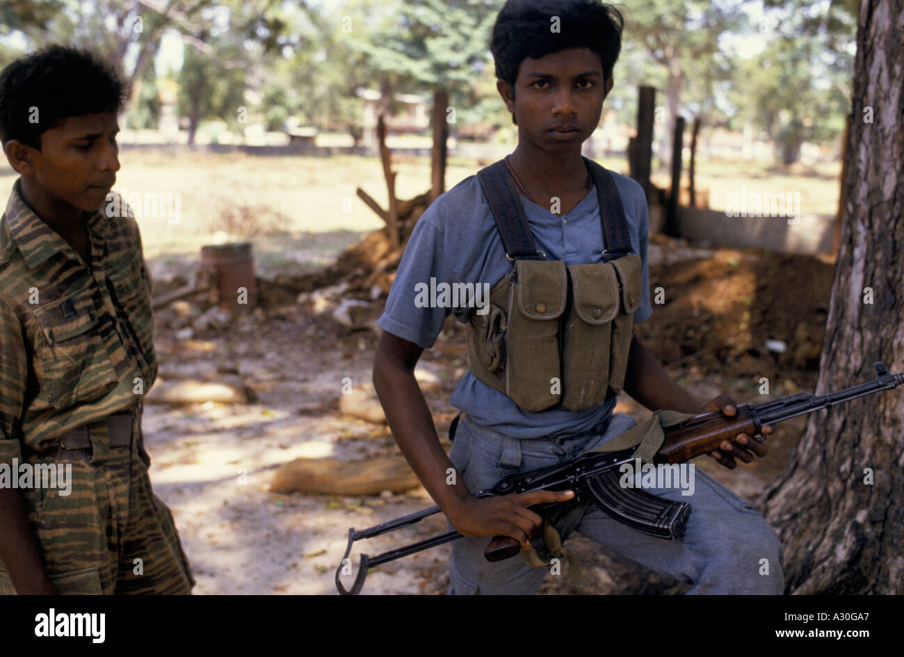14 years old tamil tiger fighter  near jaffna sri lanka Stock Photo