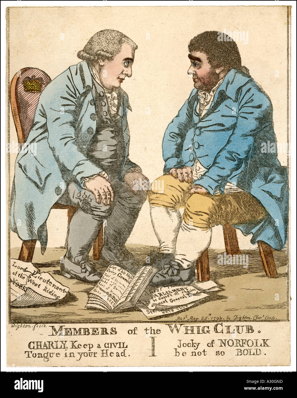 1798 Cartoon Whig Club Stock Photo