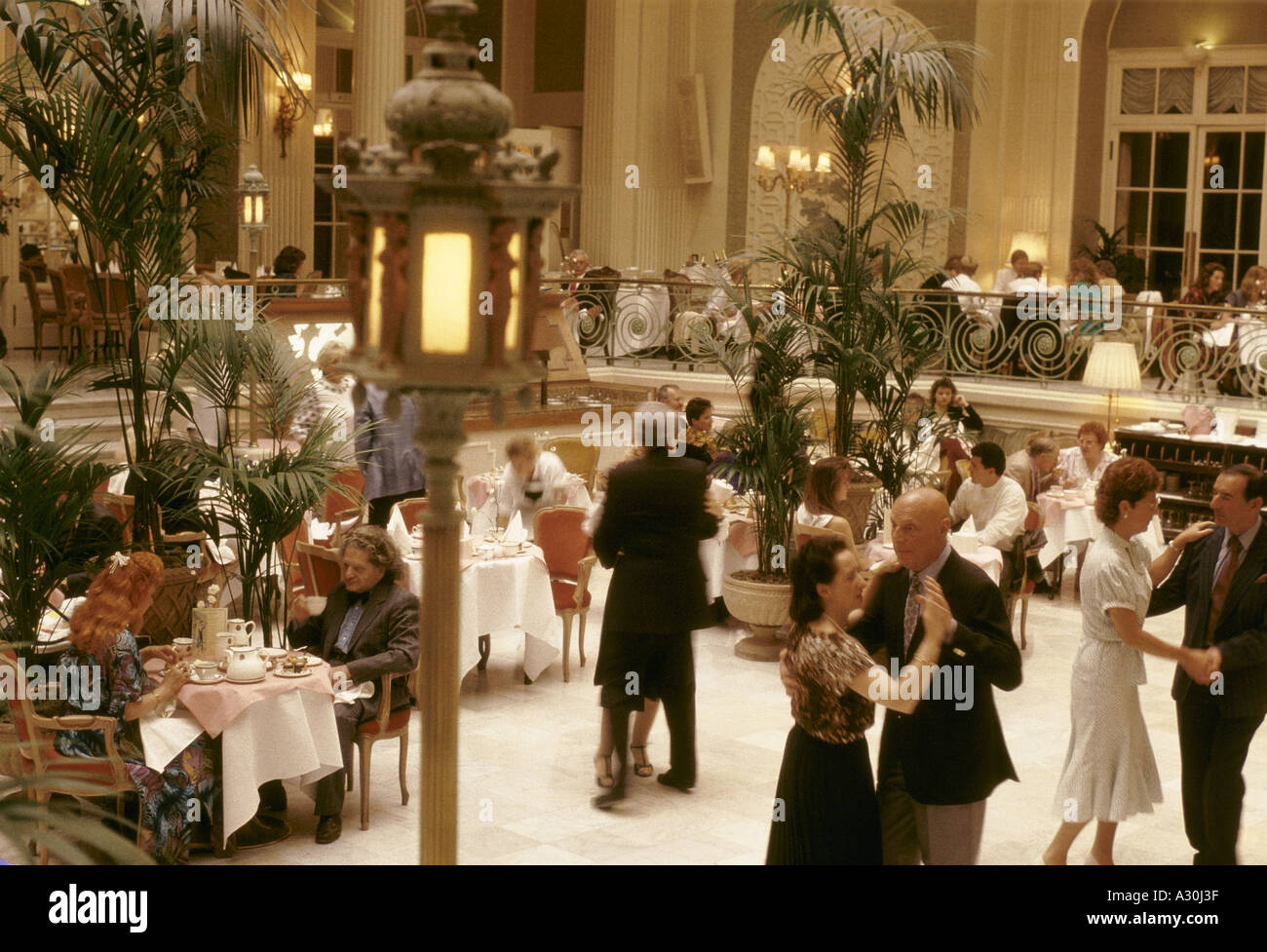 tea dancing at the waldorf hotel london 1991 Stock Photo Alamy