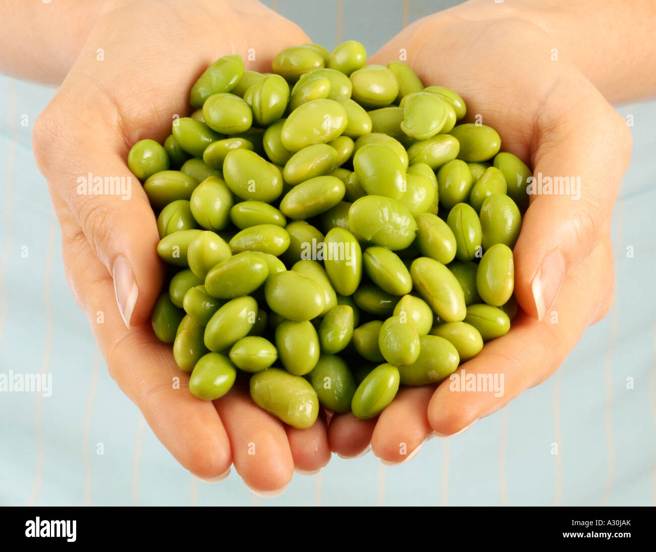 HANDFUL OF FRESH SOYA BEANS Stock Photo Alamy