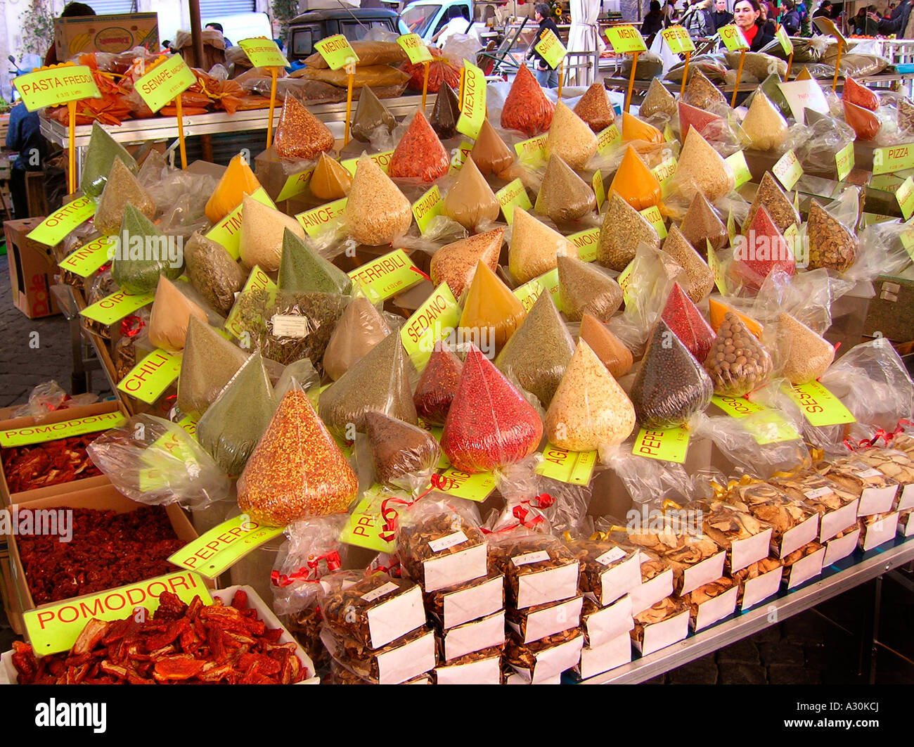 HERBS AND SPICES CAMPO DE FIORI MARKET, ITALY, ROME Stock Photo Alamy