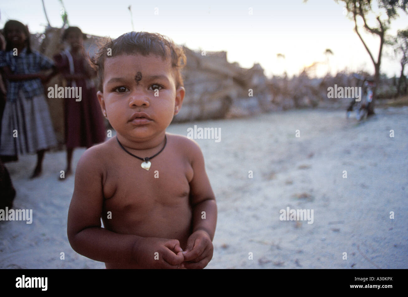 baby refugee girl Stock Photo