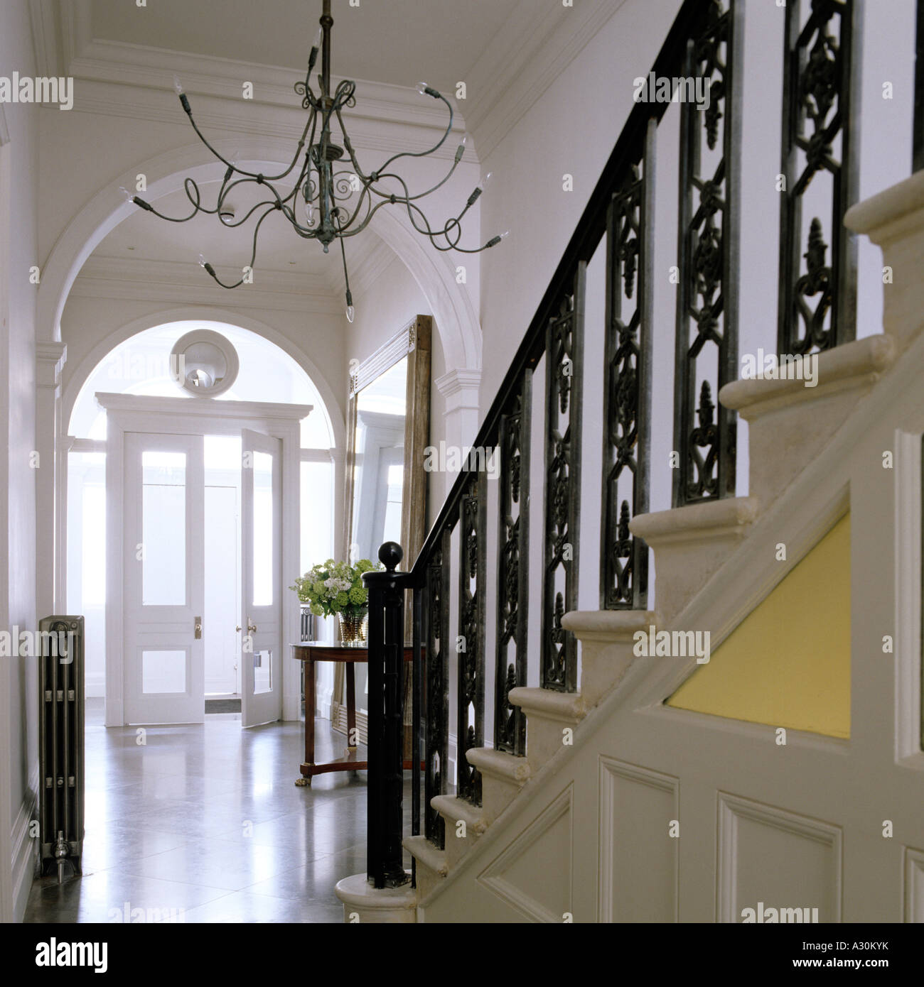 Entrance hallway and staircase of 1780’s London townhouse Stock Photo
