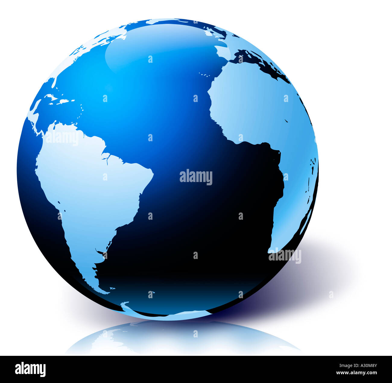 Globe with view of South America Africa and Atlantic Ocean Stock Photo