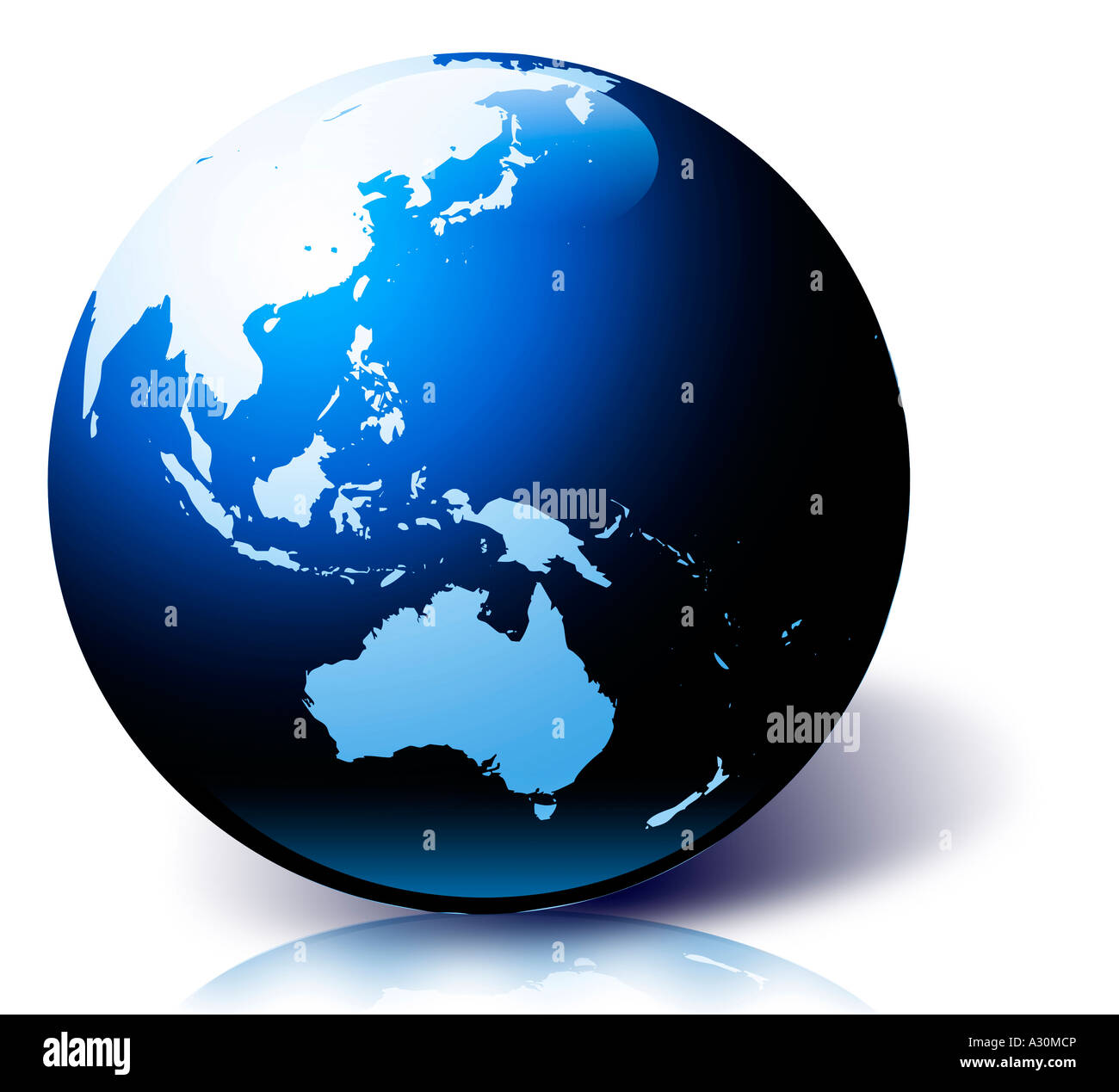 Globe with view of Central and South East Asia Australia and Pacific Ocean Stock Photo