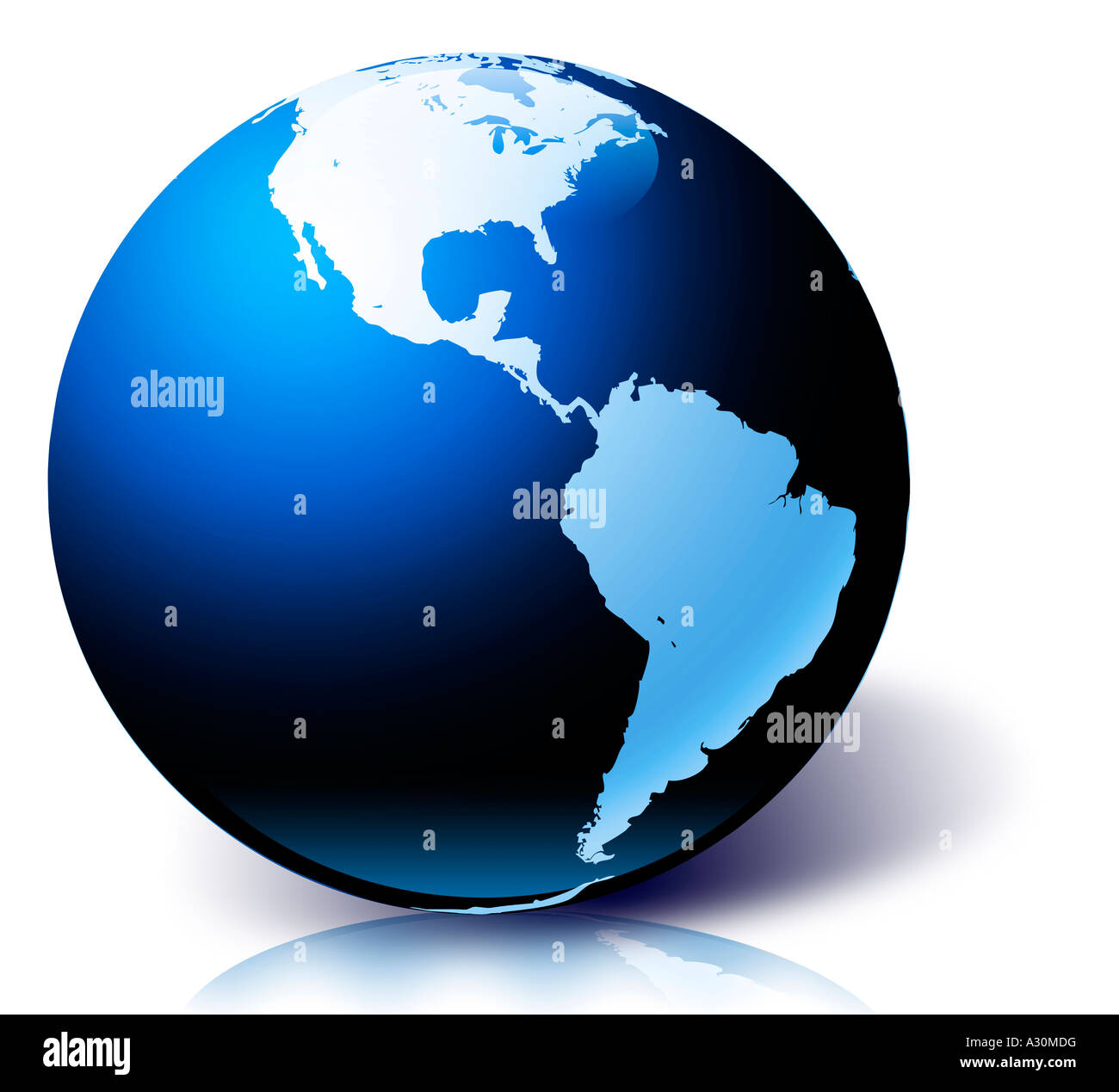 Globe with view of North and South America and Pacific Ocean Stock Photo