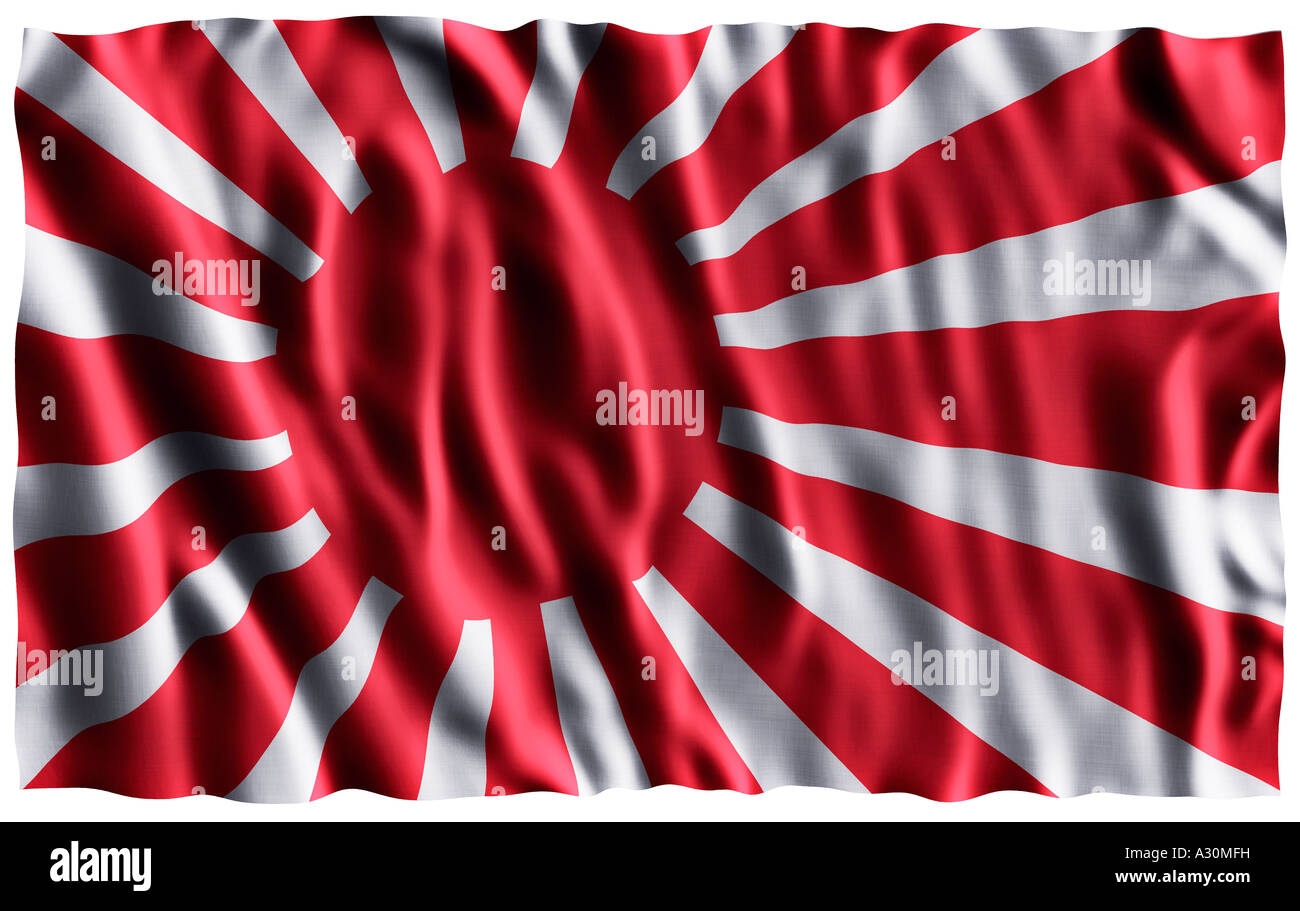 Naval ensign of Japan land of the rising sun Stock Photo