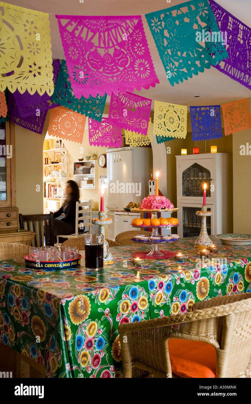 Mexican christmas decorations in kitchen of a Victorian house in ...