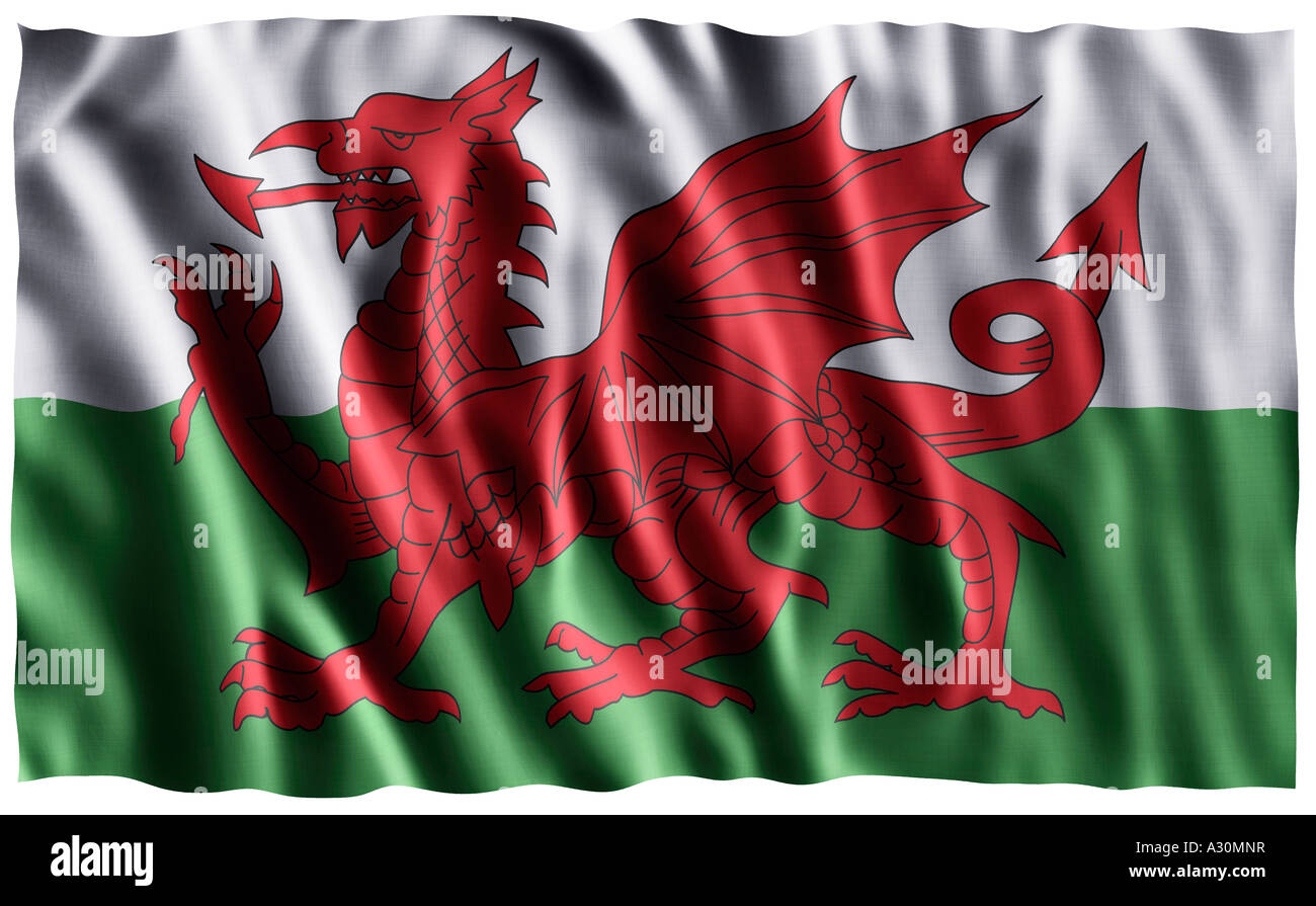 National flag of Wales Y Ddraig Goch the red dragon Stock Photo