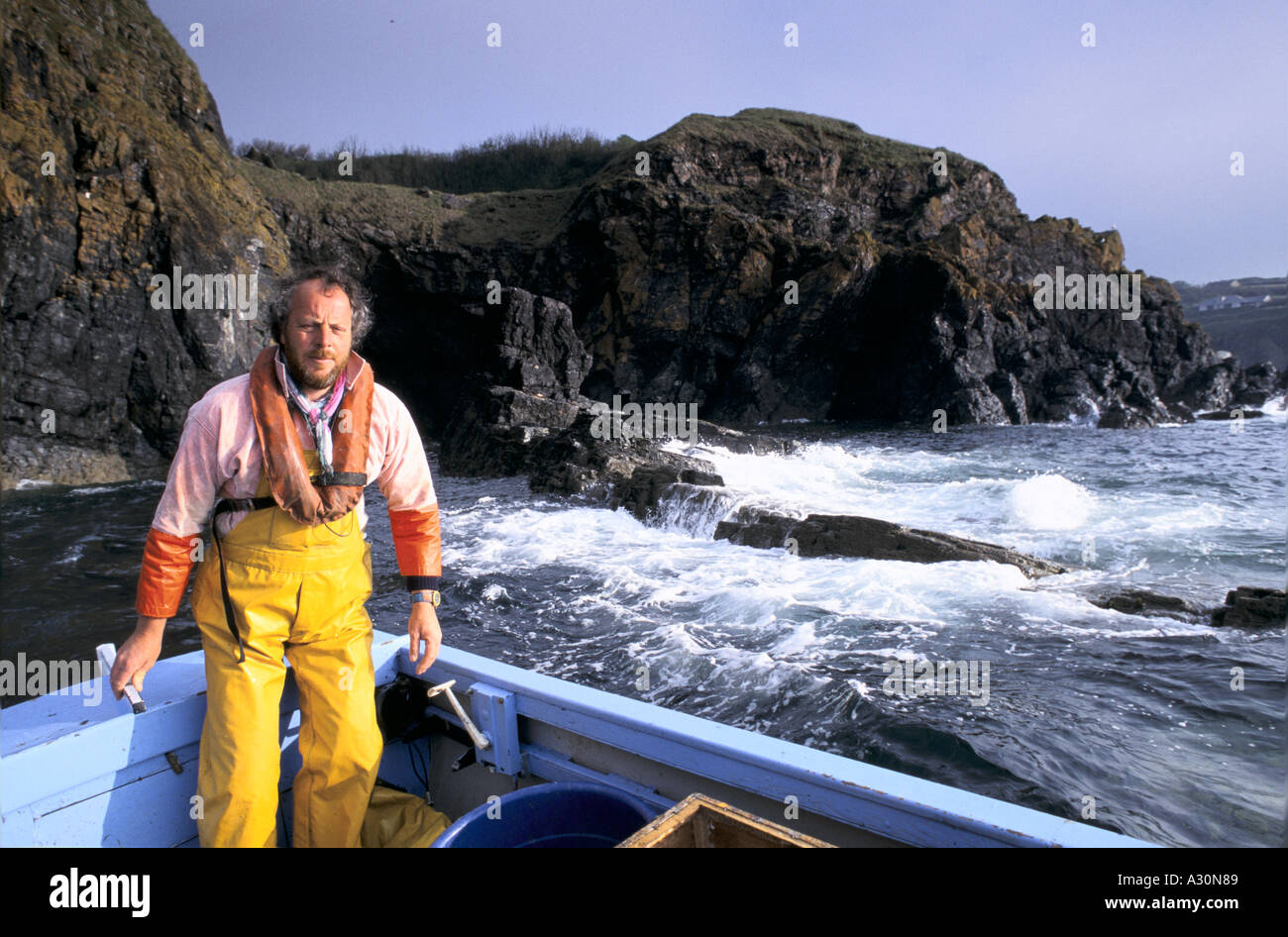 Lizard Fishinerman crab fisherman cadgwith cove lizard peninsular cornwall Stock Photo - Alamy