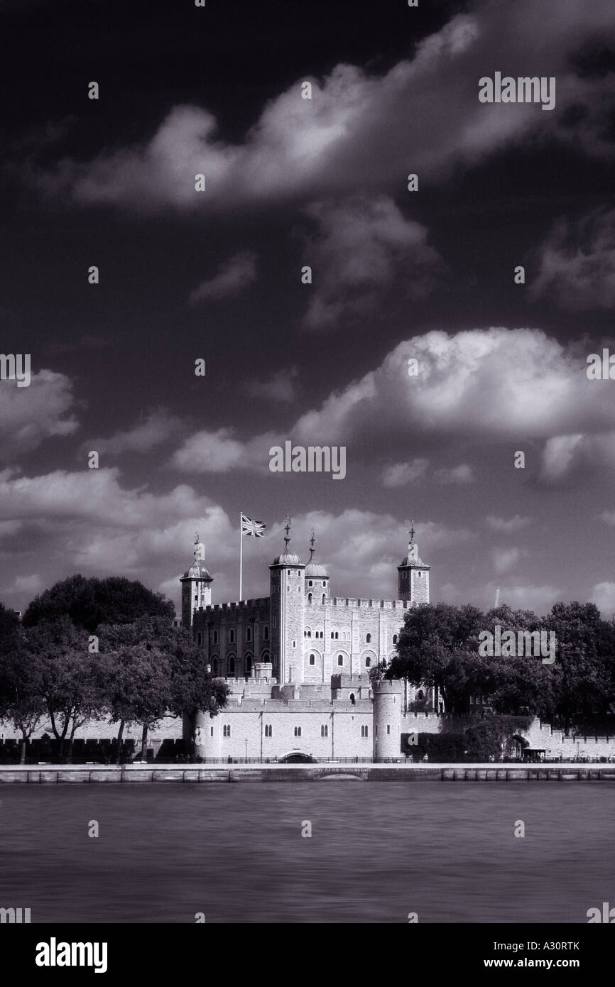 black and white image of the tower of london Stock Photo