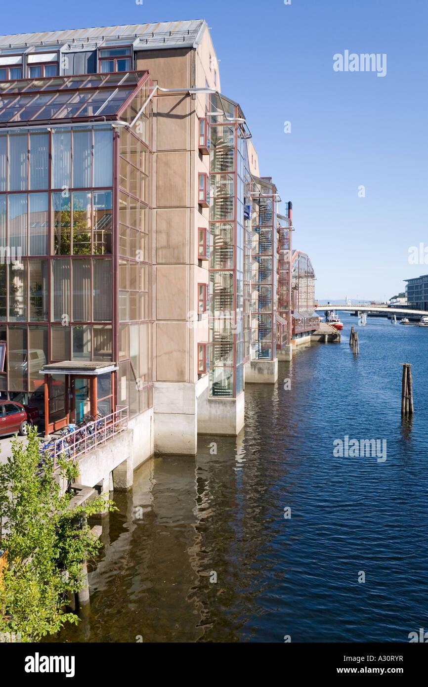 Modern buildings along the Nidelva riverfront at Trondheim Norway Stock ...