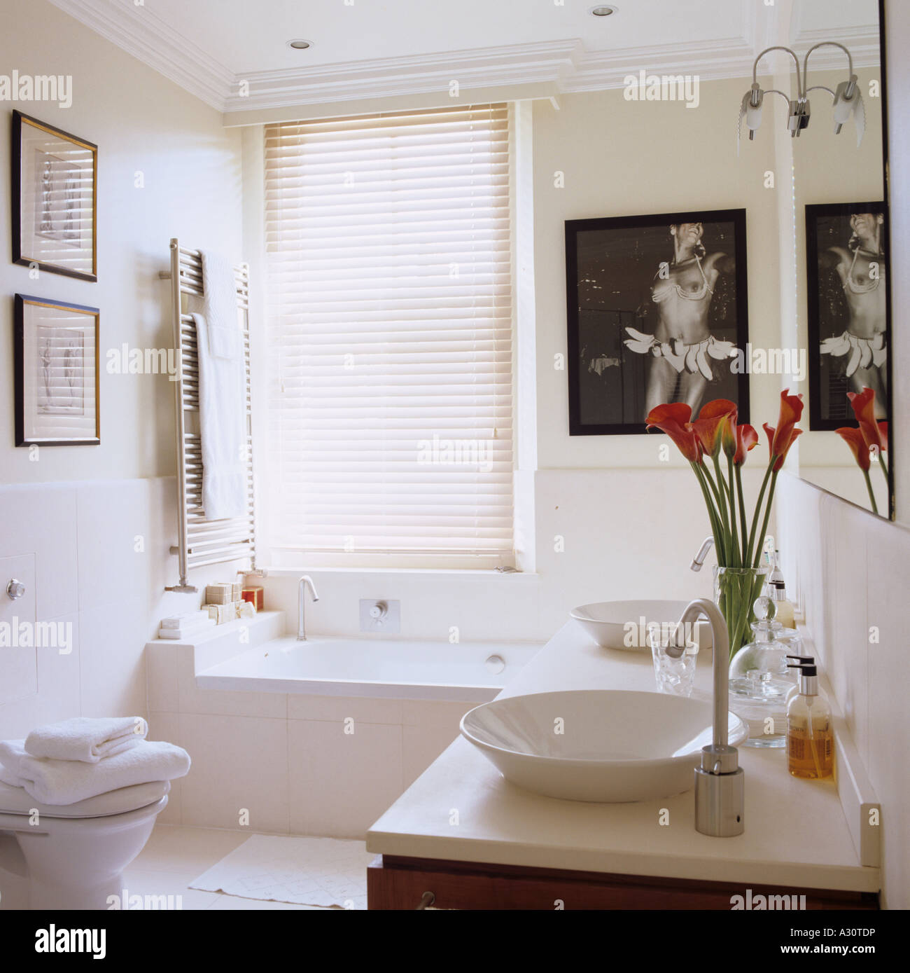 white modern bathroom in a London townhouse Stock Photo