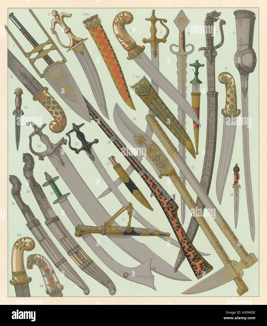 Swords Daggers Racinet Stock Photo