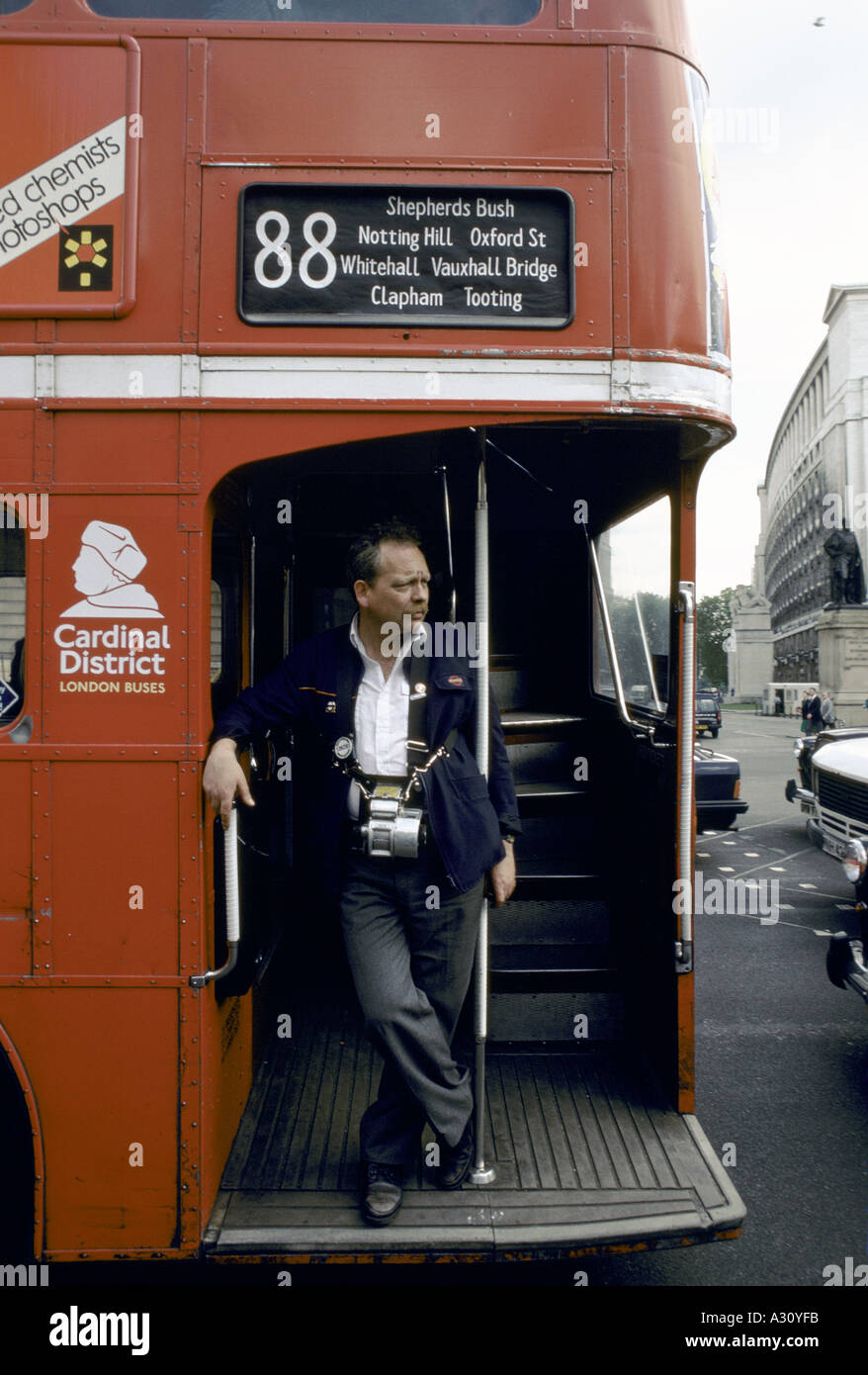 bus conductor london Stock Photo
