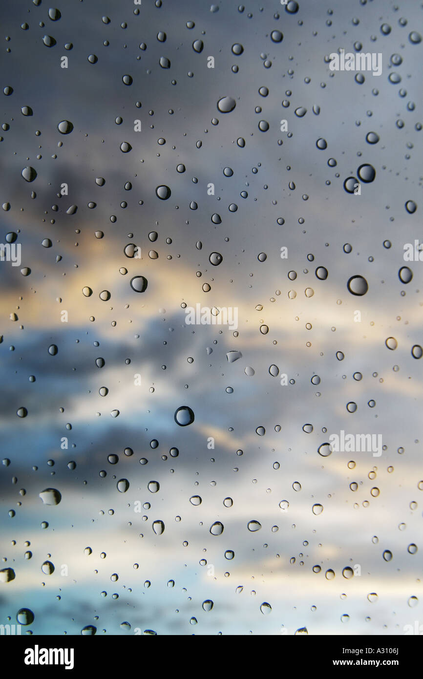 raindrops on a window Stock Photo
