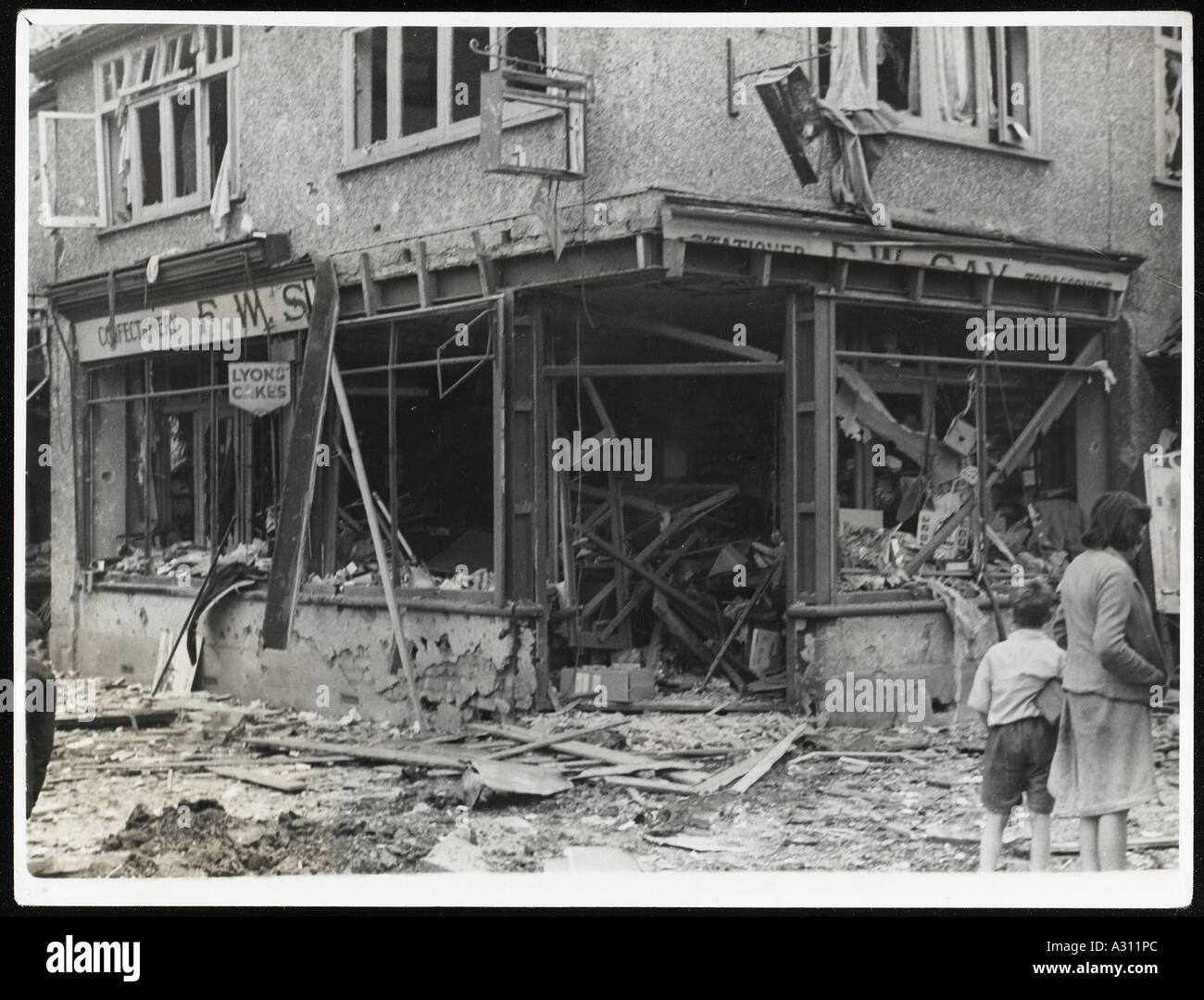 Corner Shop Bombed Stock Photo