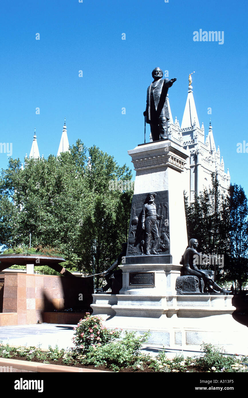 Brigham Young Monument depicting the Pioneers Settlers. Temple Square