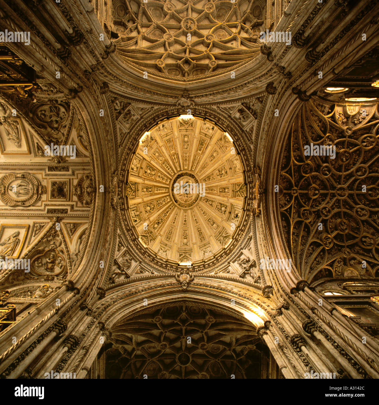 The Ceiling The Catholic Cathedral The Mosque of Cordoba Cordoba Spain Stock Photo