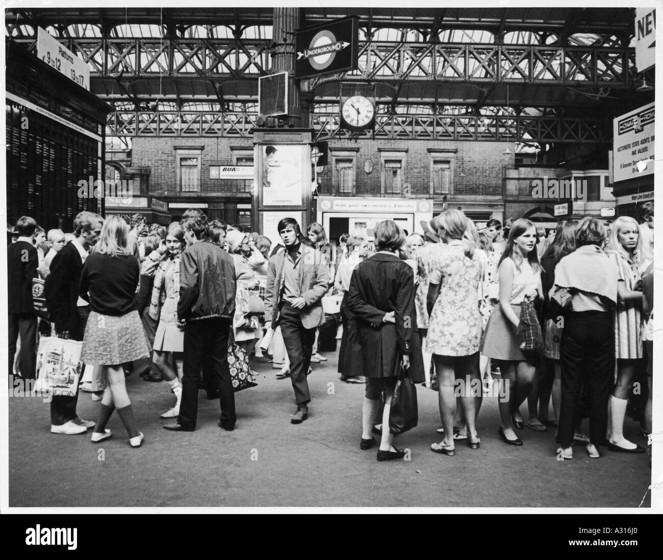 Fashionable Crowd 1960s Stock Photo