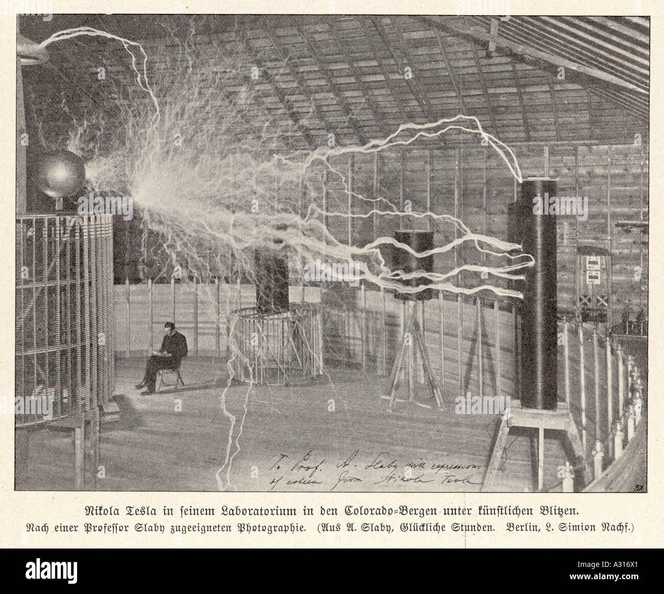Nikola Tesla Himmel Erde Stock Photo