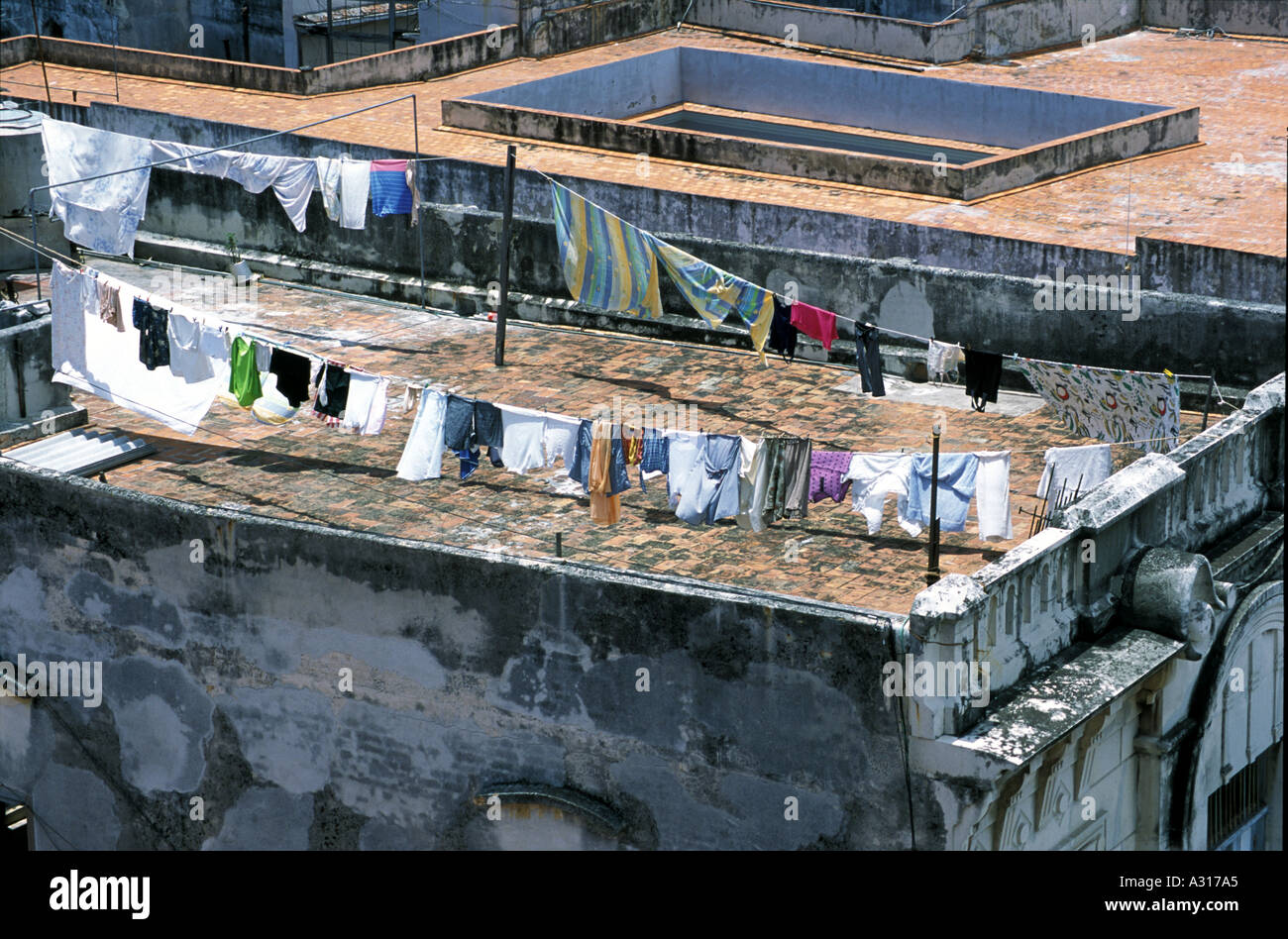A clothesline on a Havana rooftop Stock Photo - Alamy