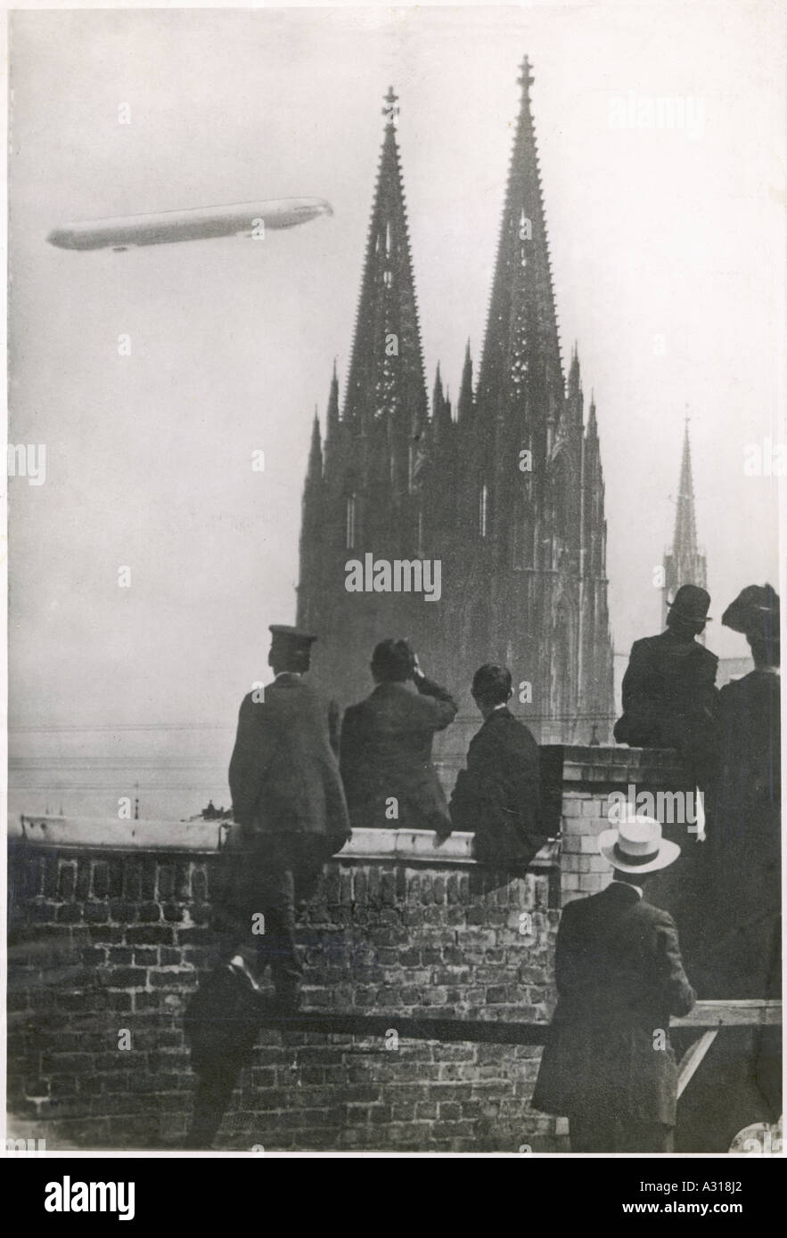 Zeppelin Over Cologne Stock Photo